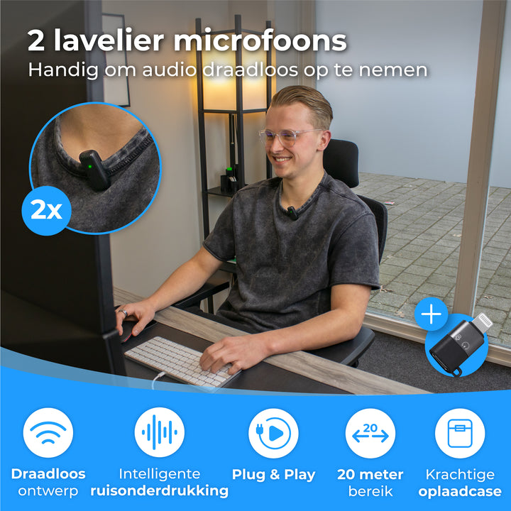 Draadloze Microfoon Set - met Oplaadcase