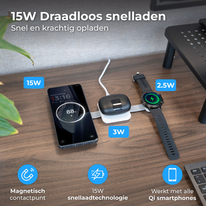 Draadloze oplader 3 in 1