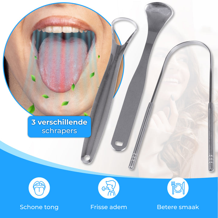 Tongschraper - 3 delig