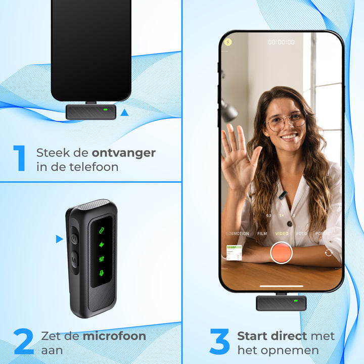 Draadloze Microfoon set Incl Laadcase