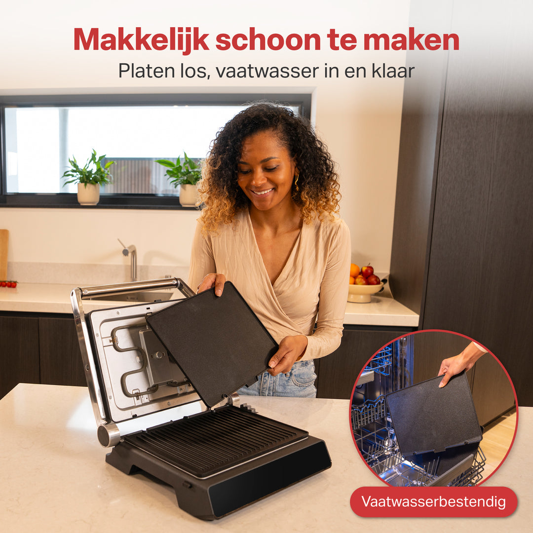 Contactgrill met 6 Uitneembare Platen