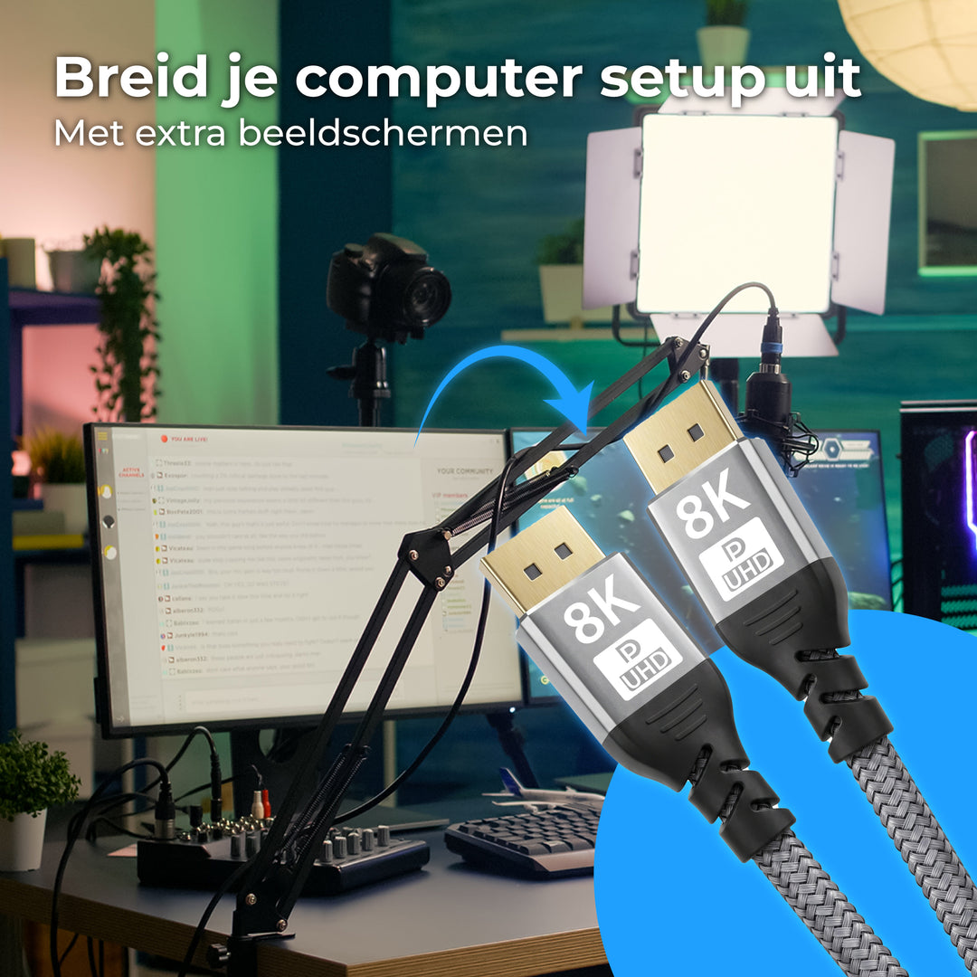 Displayport Kabel 1 Meter Grijs