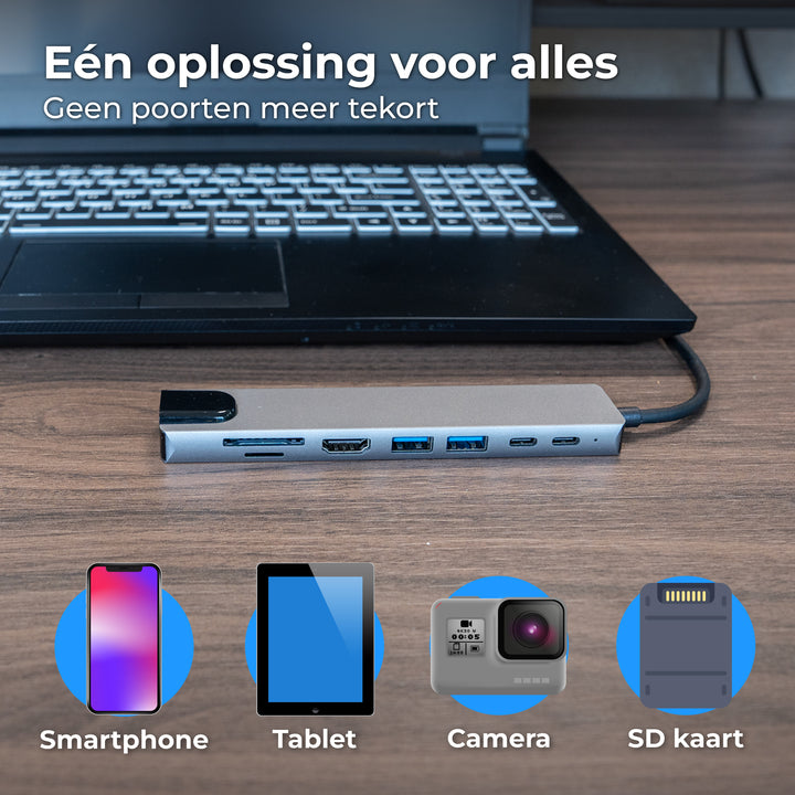 USB C HUB Ethernet 3.0 - 8 Poorten