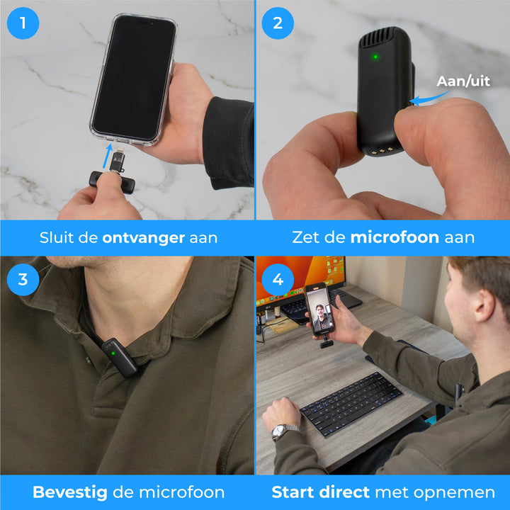 Draadloze Microfoon Set - met Oplaadcase