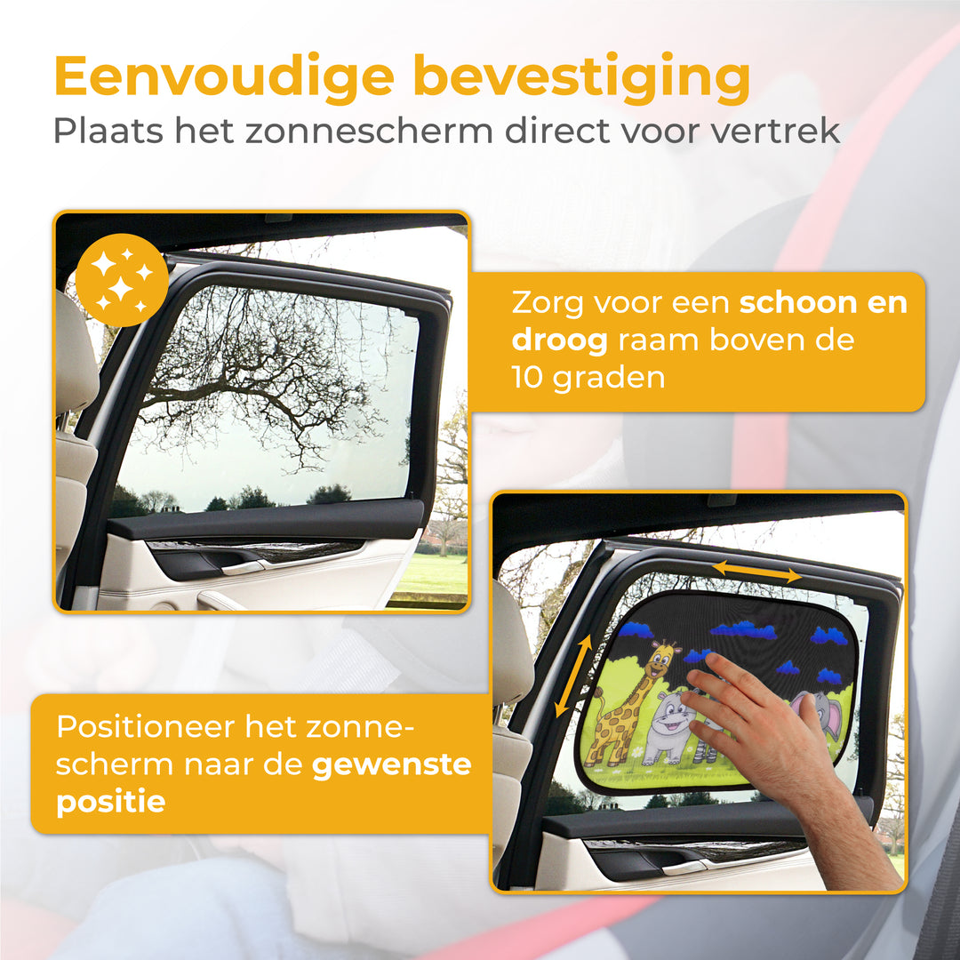 Zonnescherm voor Auto - 2 Stuks Dieren