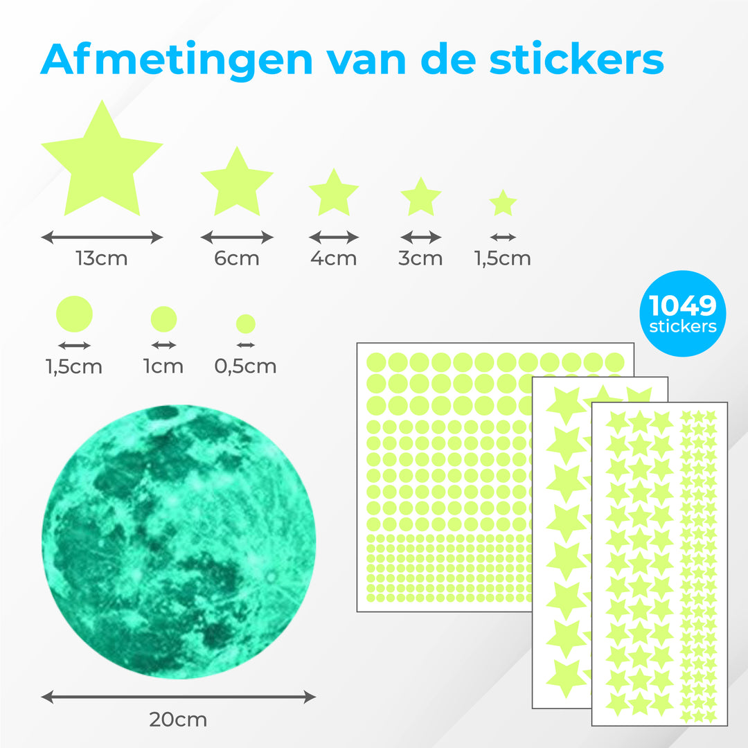 Glow In The Dark Sterren - 1049 Stuks