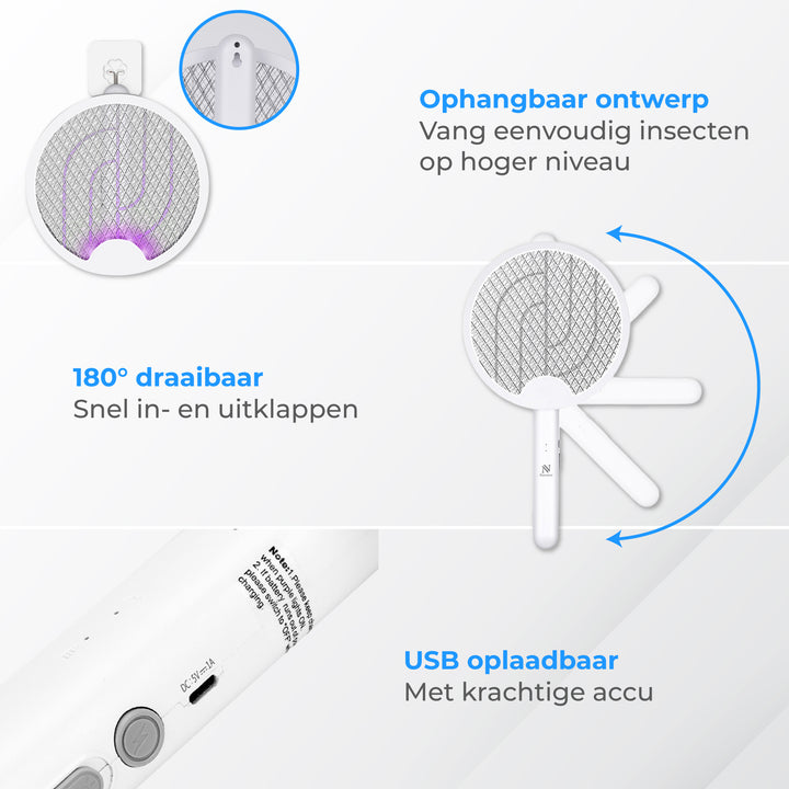 Elektrische Vliegenmepper met Draaigreep