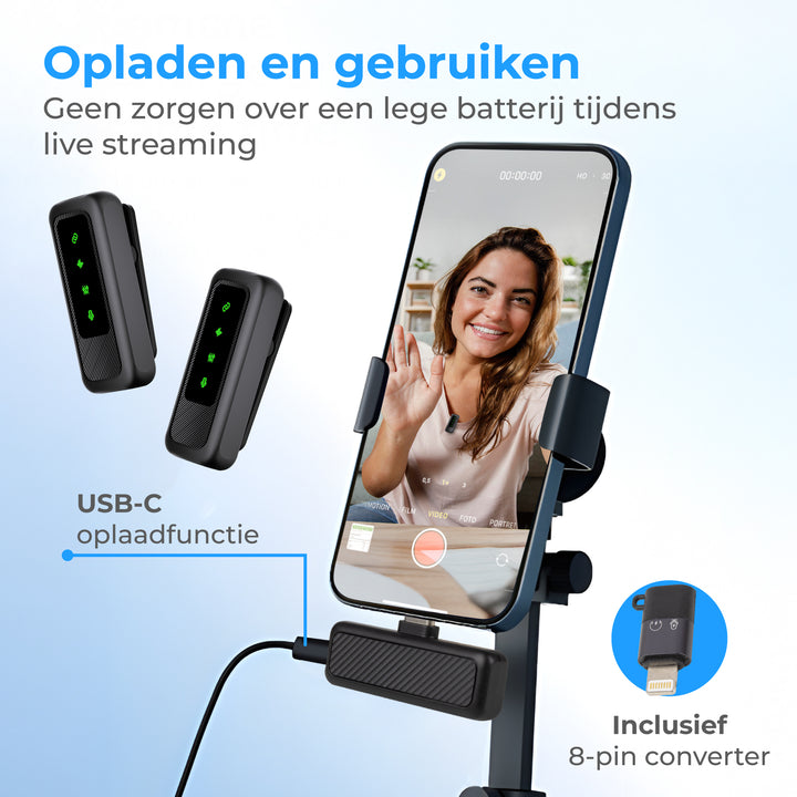 Draadloze Microfoon set Incl Laadcase