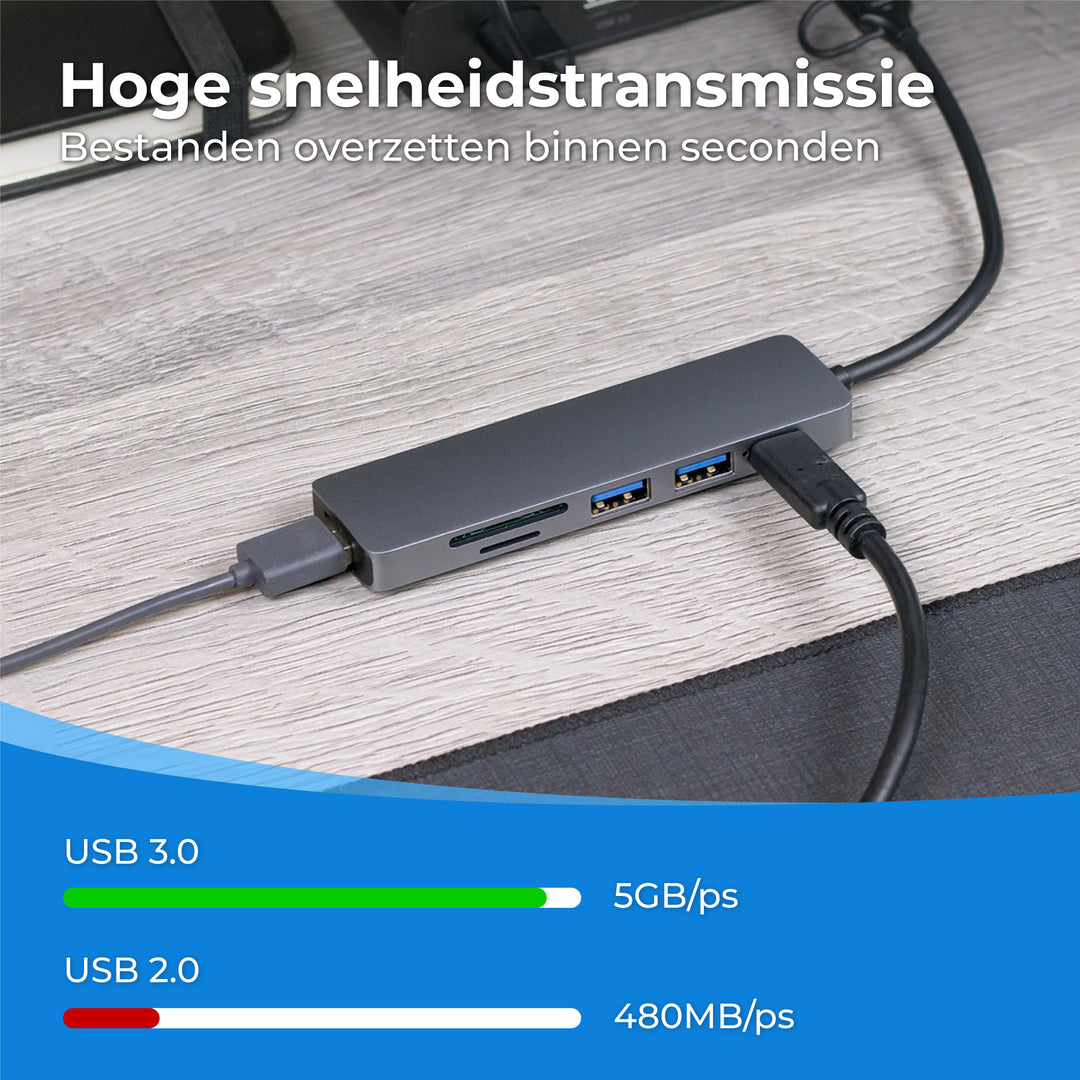 USB C Hub - 5 Poorten
