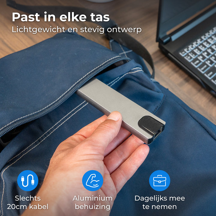 USB C HUB Ethernet 3.0 - 8 Poorten