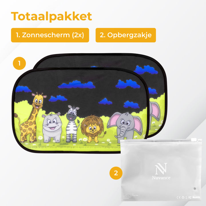 Zonnescherm voor Auto - 2 Stuks Dieren