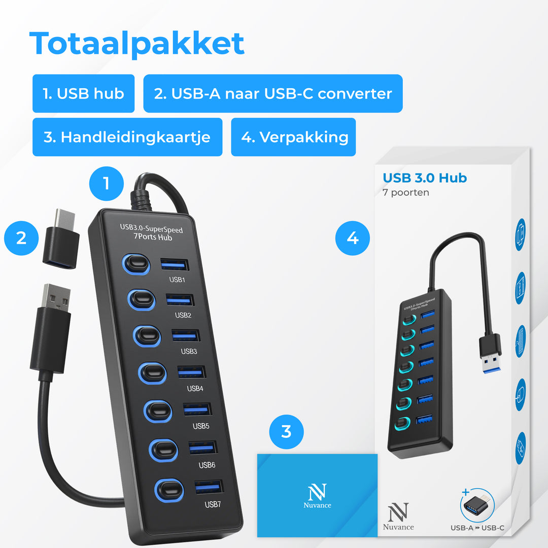 USB HUB 3.0 - 7 Poorten
