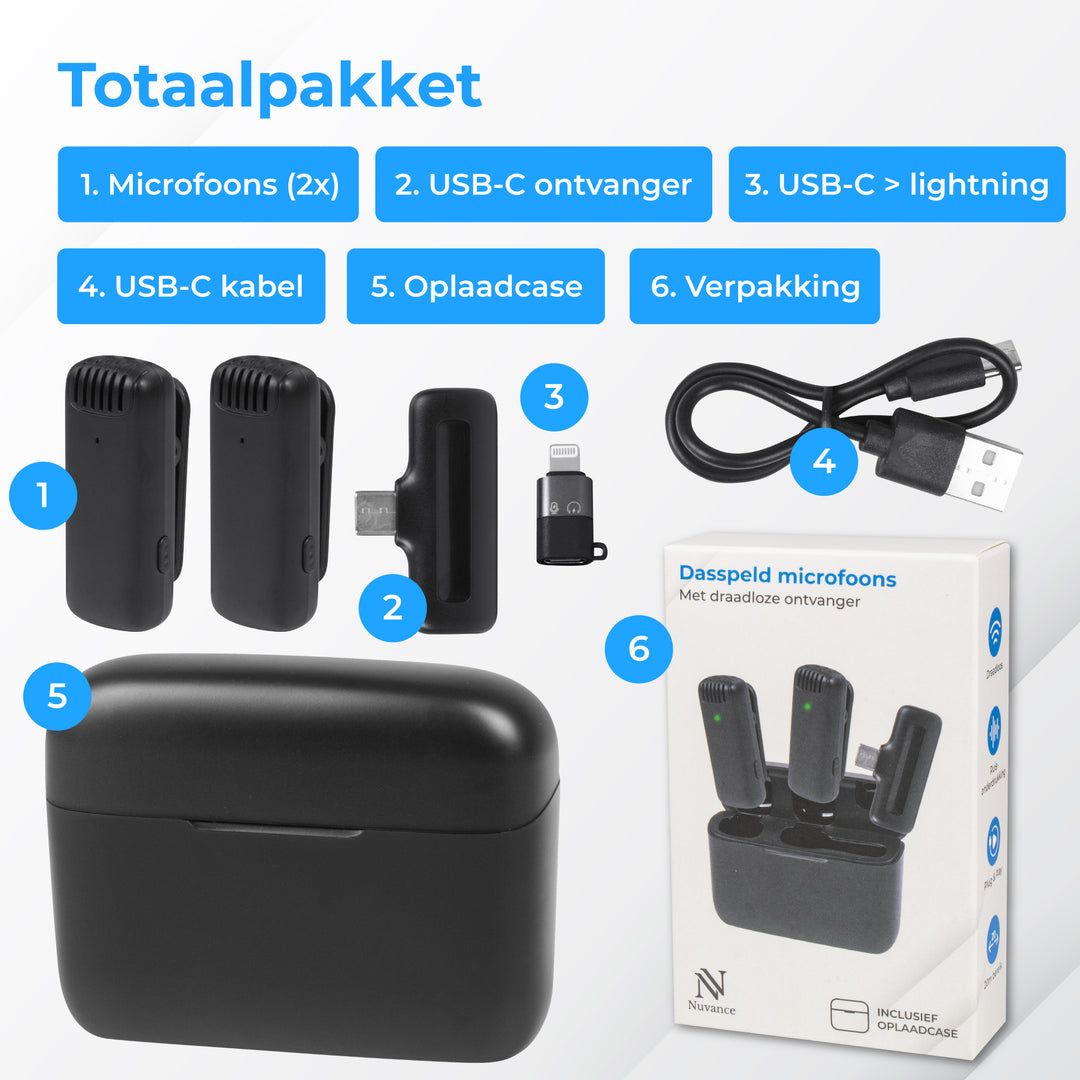 Draadloze Microfoon Set - met Oplaadcase