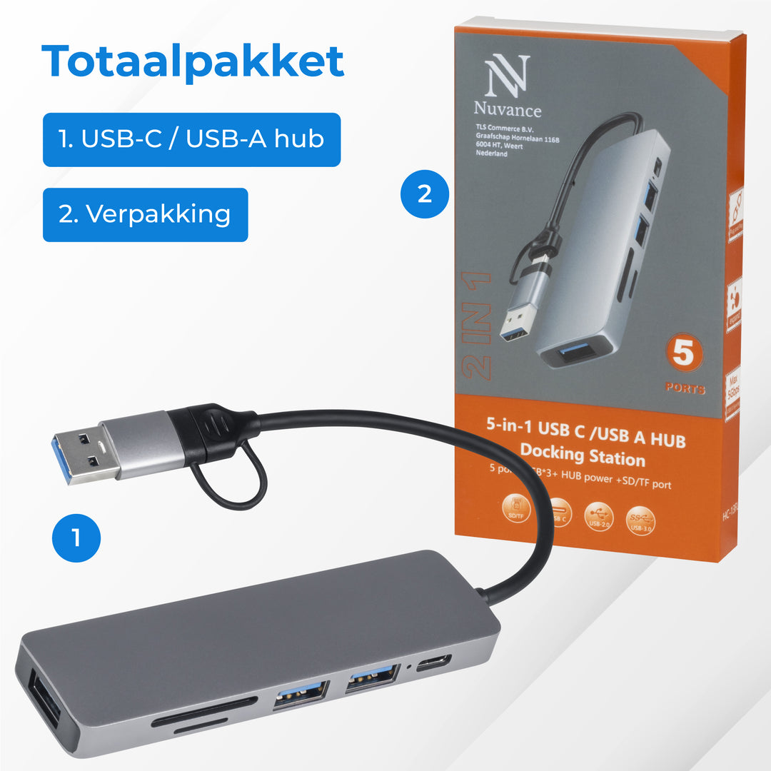USB C Hub - 5 Poorten